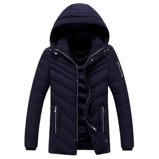 Cotton Padde Thick Warm Hooded Zipper Wintre Quilted Jacket Coat for Men