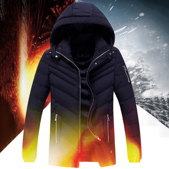 Cotton Padde Thick Warm Hooded Zipper Wintre Quilted Jacket Coat for Men