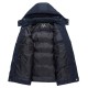 Men Thick Winter Coat Stand Collar Solid Color Casual Hooded Detachable Jacket