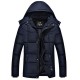 Men Thick Winter Coat Stand Collar Solid Color Casual Hooded Detachable Jacket