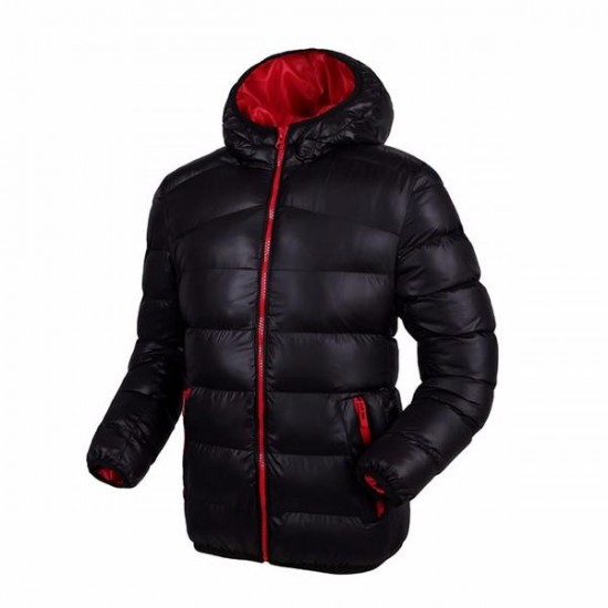 Men Winter Plus Thick Hooded Windproof Warm Fashion Contrast Color Lining Padded Jacket