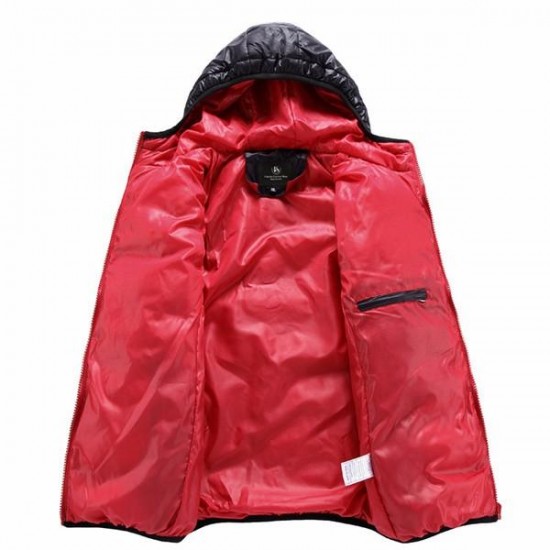 Men Winter Plus Thick Hooded Windproof Warm Fashion Contrast Color Lining Padded Jacket