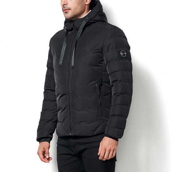 Mens Cotton Padded Jacket Windproof Warm Thick Hooded Coat