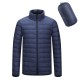 Mens Down Cotton Padded Jacket Portable Stand Collar Hooded Light Coat