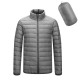 Mens Down Cotton Padded Jacket Portable Stand Collar Hooded Light Coat