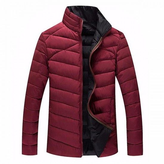 Mens Plus Size S-6XL Winter Warm Zipper Stand Collar Padded Jacket