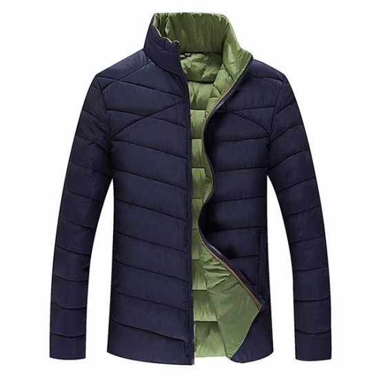 Mens Plus Size S-6XL Winter Warm Zipper Stand Collar Padded Jacket