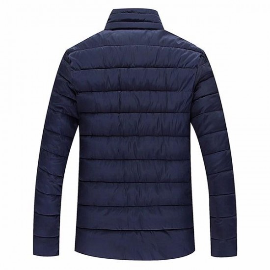 Mens Plus Size S-6XL Winter Warm Zipper Stand Collar Padded Jacket