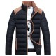 Mens Stand Collar Coat Fashion Casual Slim Fit Stitching Polyester Thick Jacket