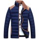 Mens Stand Collar Coat Fashion Casual Slim Fit Stitching Polyester Thick Jacket