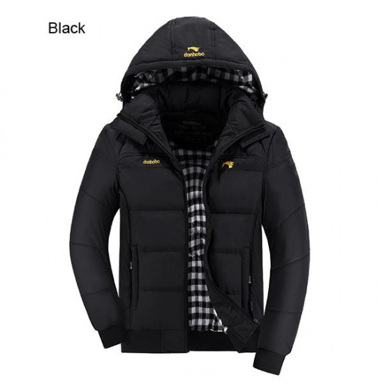 Mens Thick Hooded Solid Color Stand Collar Coat Fashion Casual Jacket 8 Colors