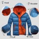 Mens Winter Thermal Contrast Color Outdoor Warm Hooded Padded Jacket