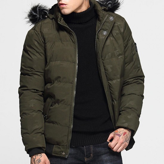Mens Winter Thick Warm Detachable Hooded Padded Jacket Parka