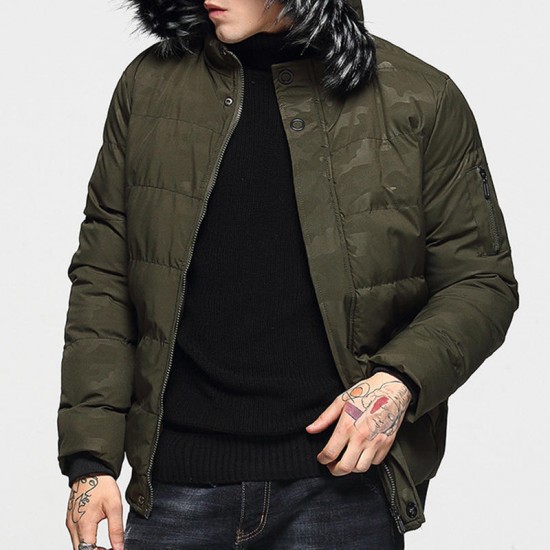 Mens Winter Thick Warm Detachable Hooded Padded Jacket Parka