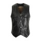 Casual Business Black Inside Fleece Liner Faux Leather Vest for Men