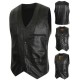 Casual Business Black Inside Fleece Liner Faux Leather Vest for Men
