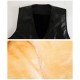 Casual Business Black Inside Fleece Liner Faux Leather Vest for Men