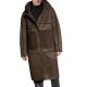 ChArmkpR Mens Mid Long Hooded Fleece Folyester Suede Jacket Shearling Coat