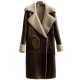 ChArmkpR Mens Mid-long Winter Thick Black Faux Leather Shearling Jacket