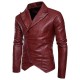 Fashion Personality Lapel Oblique Zipper Irregular Hem Slim PU Faux Leather Jacket for Men