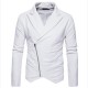 Fashion Personality Lapel Oblique Zipper Irregular Hem Slim PU Faux Leather Jacket for Men