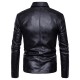 Fashion Personality Lapel Oblique Zipper Irregular Hem Slim PU Faux Leather Jacket for Men