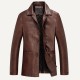 Faux Leather Jackets Winter Plus Thick Single-breasted PU Business Casual Blazers for Men