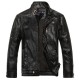 Faux Leather Thick Stand Collar PU Biker Motorcycle Jackets for Men