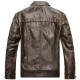 Faux Leather Thick Stand Collar PU Biker Motorcycle Jackets for Men