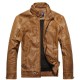 Faux Leather Thick Stand Collar PU Biker Motorcycle Jackets for Men