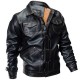 Fleece Warm Thick Winter Faux Leather Jacket Multi Pockets PU Motorcycle Jackets for Men