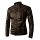 Mens Fashion PU Zipper Single Breasted Fit Pockets Design Leather Jacket