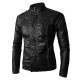Mens Fashion PU Zipper Single Breasted Fit Pockets Design Leather Jacket