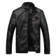 Mens Handsome Stylish Velvet Plus Thick Warm PU Leather Stand Collar Jacket