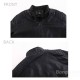Motorcycle PU Leather Jacket Mens Black Lining Stand Collar Zipper Warm Outwear