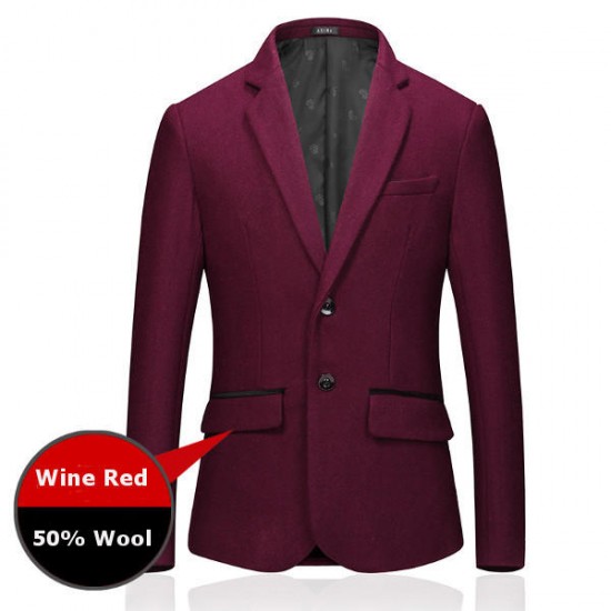 Autumn Winter Business Casual Slim Fitted Warm Suits Mens Fashion Wool Suit Coat