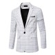 Business Casual Plaids Gentleman British Style Slim Turn-down Blazers Suits For Men