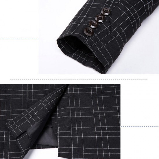 Business Casual Plaids Gentleman British Style Slim Turn-down Blazers Suits For Men