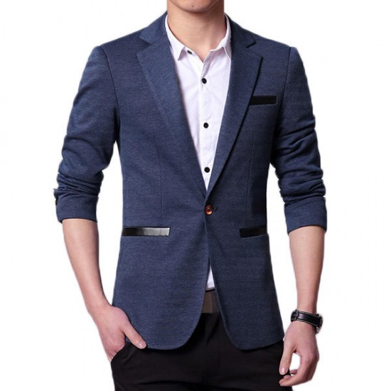 Fashion Casual Slits One Button Slim Fit Chic Men Suit Jacket Blazers