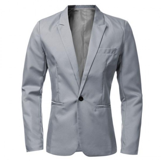 Fashion Mens Slim Casual Suit Pointed Collar Bright Color Blazer