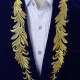 Men Single Button Gold Embroidery Gentleman England Style Casual Slim Fit Suits Blazers