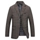 Mens Autumn Plaid Printing Fit Casual Business Blazers Coats