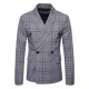 Mens Elegant Slim Fit Plaid Printed Casual Business Blazers Turn-down Suits