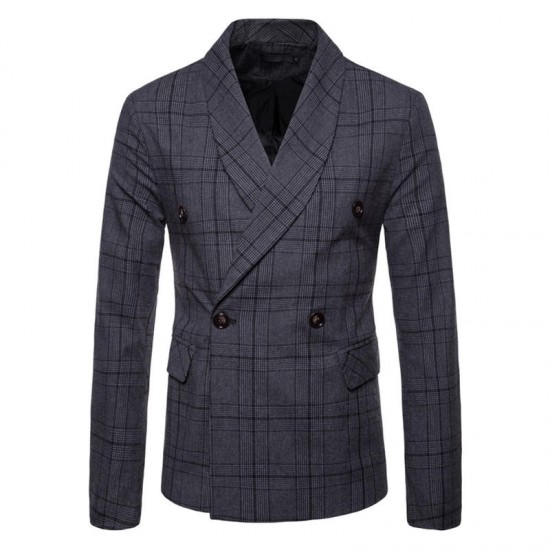 Mens Elegant Slim Fit Plaid Printed Casual Business Blazers Turn-down Suits Mens Elegant Slim Fit Plaid Printed Casual Business Blazers Turn-down Suits