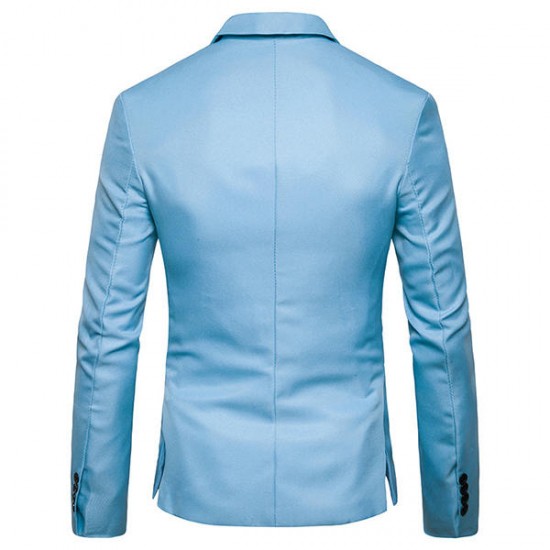 Mens Pure Color Slim Fit Busniess Casual Blazers Suit Jacket 7 Colors