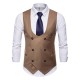 Mens Waistcoat Solid Color Formal Business Slim Fit Double Breasted Suit Vest