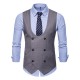 Mens Waistcoat Solid Color Formal Business Slim Fit Double Breasted Suit Vest