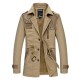 Autumn Mens Cotton Plus Cashmere Trench Coat Long Section Slim Stitching Jacket