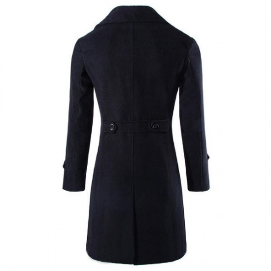 Autumn Winter Mens Turn-down Collar Warm Long Trench Coat Fashion Casual Style Pea Coat