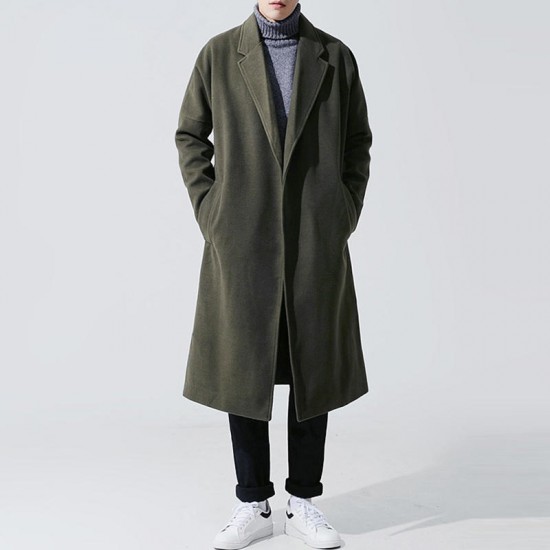 ChArmkpR Mens Drawstring Mid-long Fashion Busniess Trench Coat